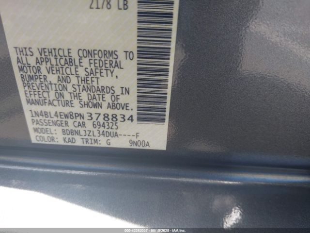 1N4BL4EW8PN378834 Nissan Altima Sl Intelligent Awd
