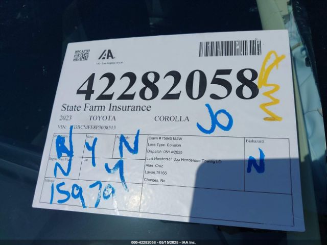 JTDBCMFE8P3008513 Toyota Corolla Hybrid Le