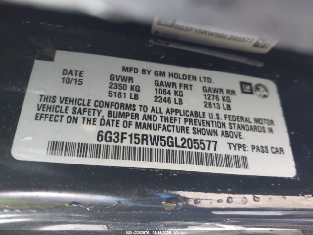 6G3F15RW5GL205577 Chevrolet SS