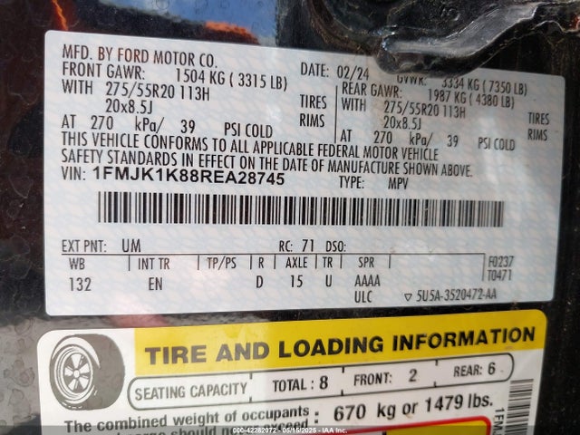 1FMJK1K88REA28745 Ford Expedition Limited Max