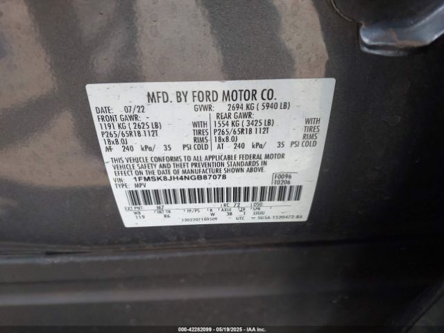 2022 FORD EXPLORER 1FMSK8JH4NGB87078 Photo 8