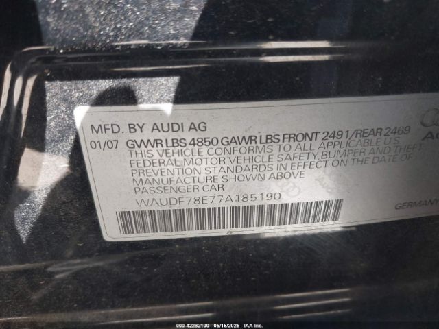 2007 AUDI A4 WAUDF78E77A185190 Photo 8