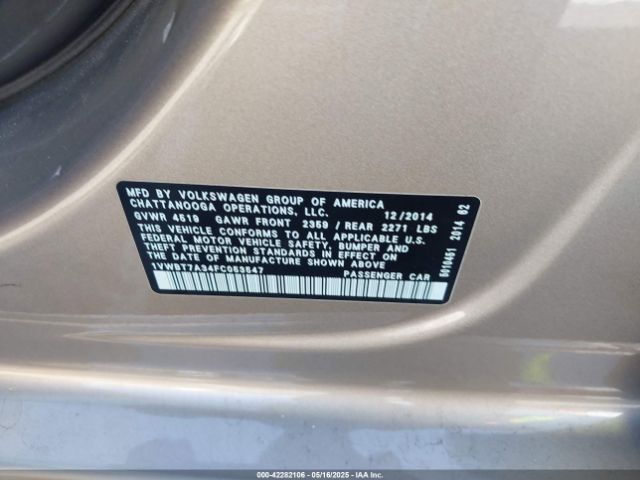 2015 VOLKSWAGEN PASSAT 1VWBT7A34FC053547 Photo 8