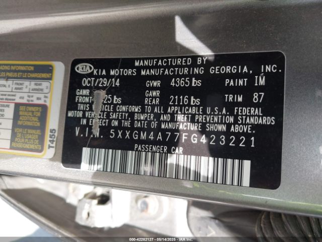 5XXGM4A77FG423221 KIA Optima Lx