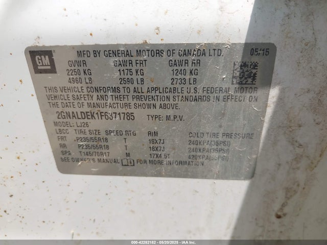 2GNALDEK1F6371785 Chevrolet Equinox Ltz