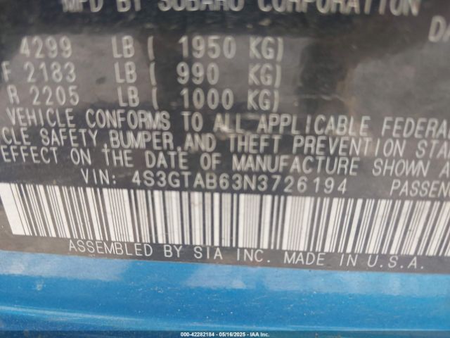 4S3GTAB63N3726194 Subaru Impreza Base 5-door