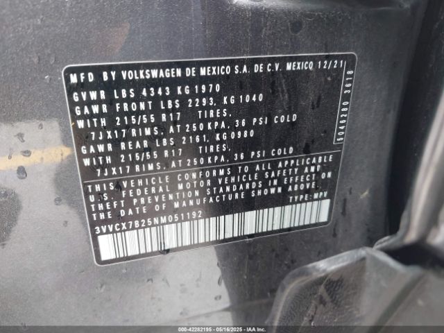 3VVCX7B25NM051192 Volkswagen tsi