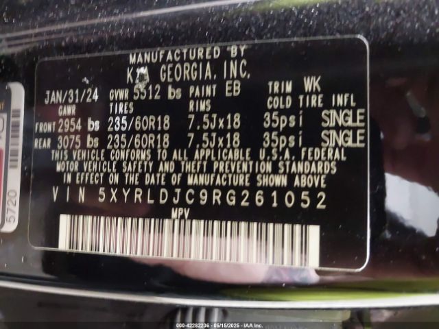 5XYRLDJC9RG261052 KIA SORENTO S