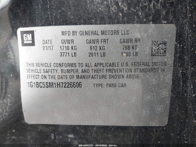 1G1BC5SM1H7226606 Chevrolet Cruze Ls Auto
