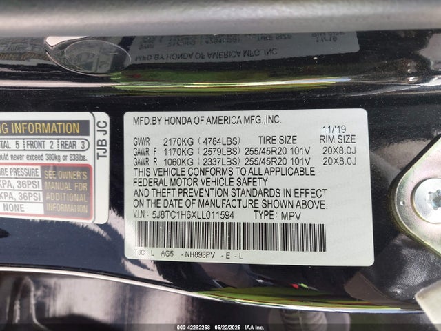 5J8TC1H6XLL011594 Acura k20c4
