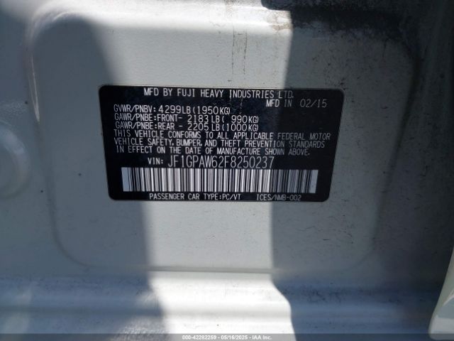 JF1GPAW62F8250237 Subaru Impreza 2.0i Sport Limited