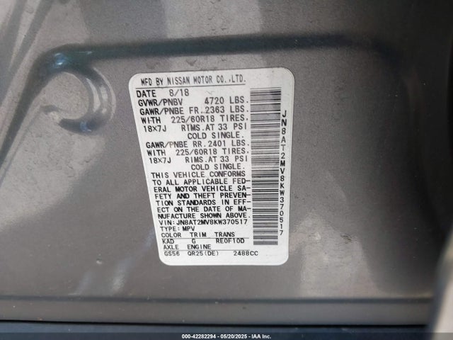 JN8AT2MV8KW370517 Nissan ROGUE SV
