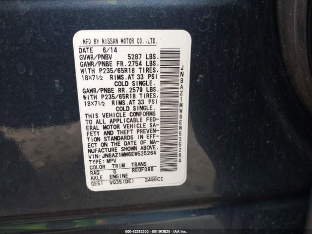 JN8AZ1MW6EW525264 Nissan MURANO S