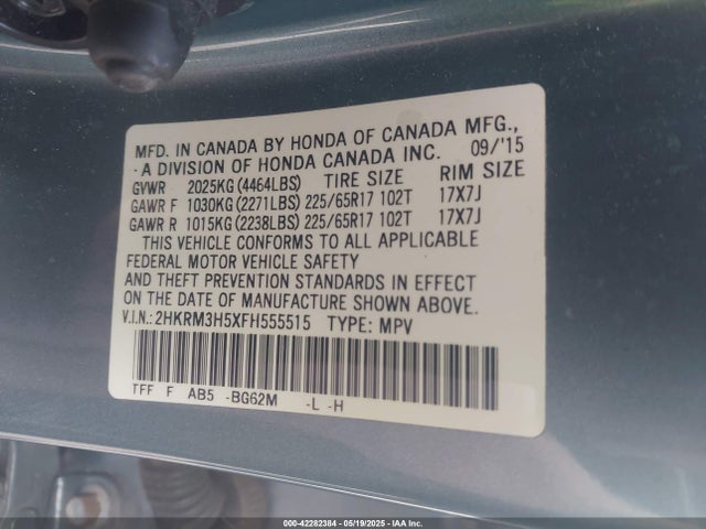 2HKRM3H5XFH555515 Honda CR-V EX