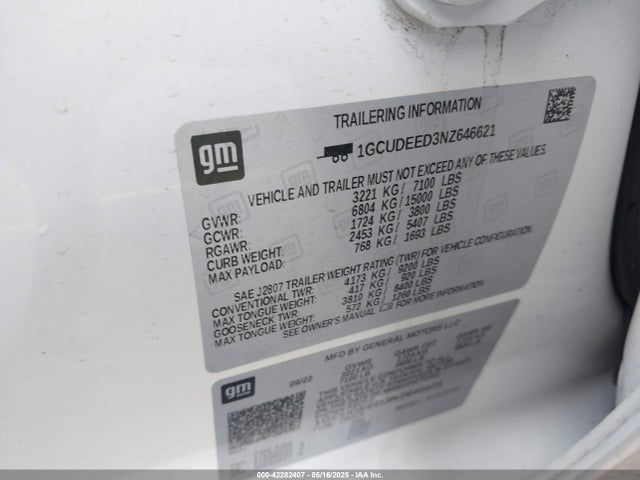 1GCUDEED3NZ646621 Chevrolet l84