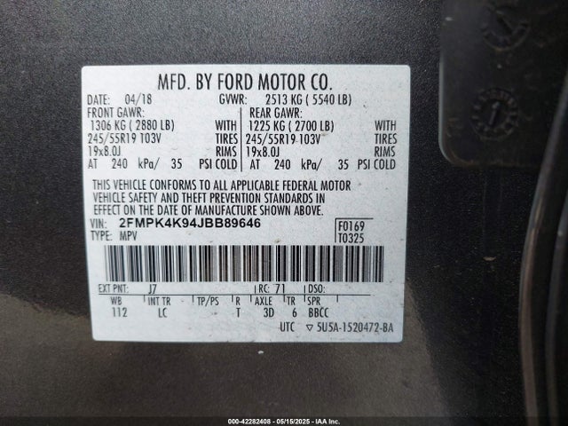 Ford Edge Titanium 2018 2FMPK4K94JBB89646 Image 9