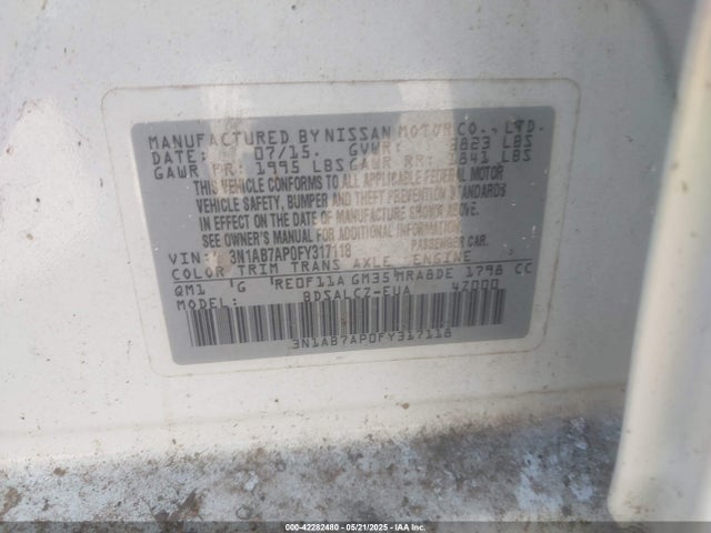 3N1AB7AP0FY317118 Nissan SENTRA S