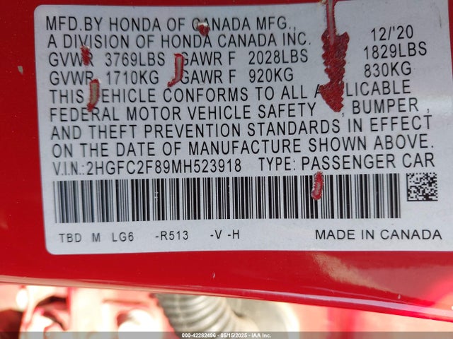 Honda Civic Sport 2021 2HGFC2F89MH523918 Image 9