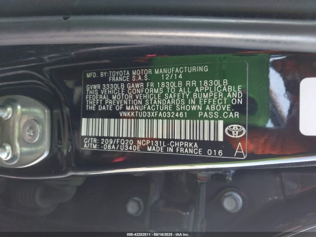 VNKKTUD3XFA032461 Toyota YARIS L