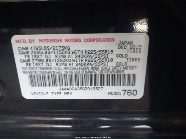 2016 MITSUBISHI OUTLANDER JA4AD2A35GZ019527 Photo 8