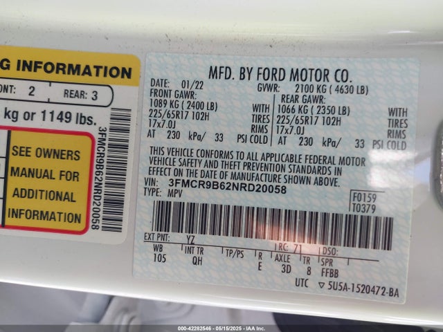 3FMCR9B62NRD20058 Ford dragon
