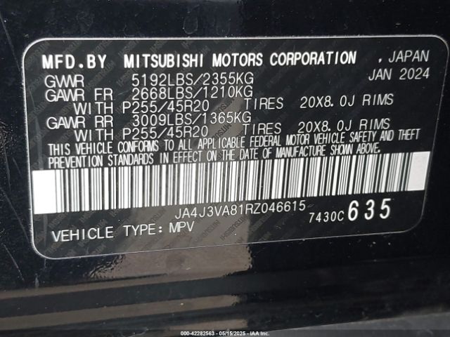 JA4J3VA81RZ046615 Mitsubishi Outlander Se 2.5 2wd/se Black Edition S-awc/se Black Edition W/pano Roof S-awc