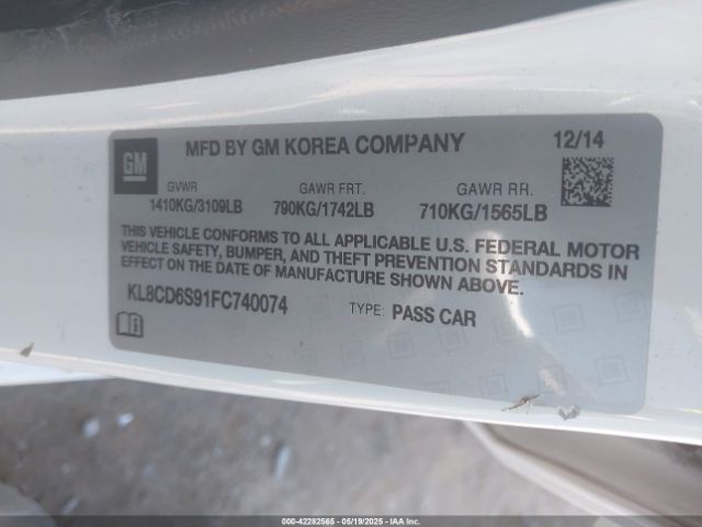 KL8CD6S91FC740074 Chevrolet Spark 1lt Cvt