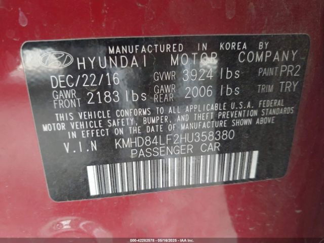 KMHD84LF2HU358380 Hyundai Elantra Limited