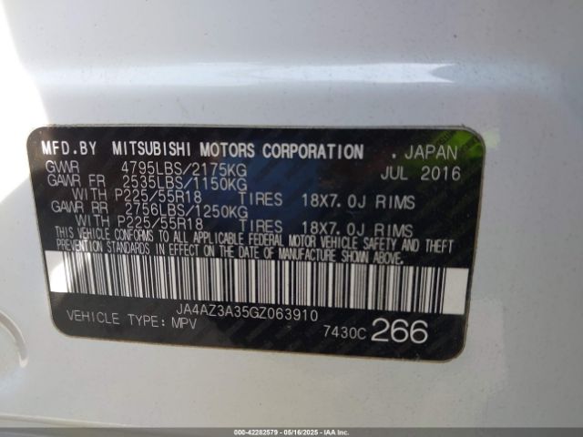 2016 MITSUBISHI OUTLANDER JA4AZ3A35GZ063910 Photo 8