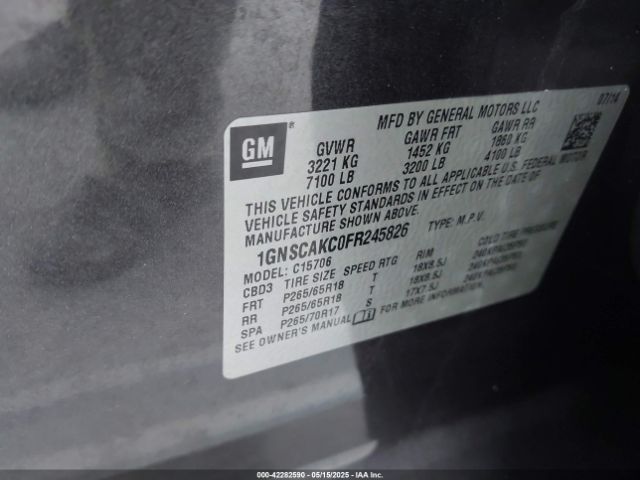 1GNSCAKC0FR245826 Chevrolet Tahoe Ls