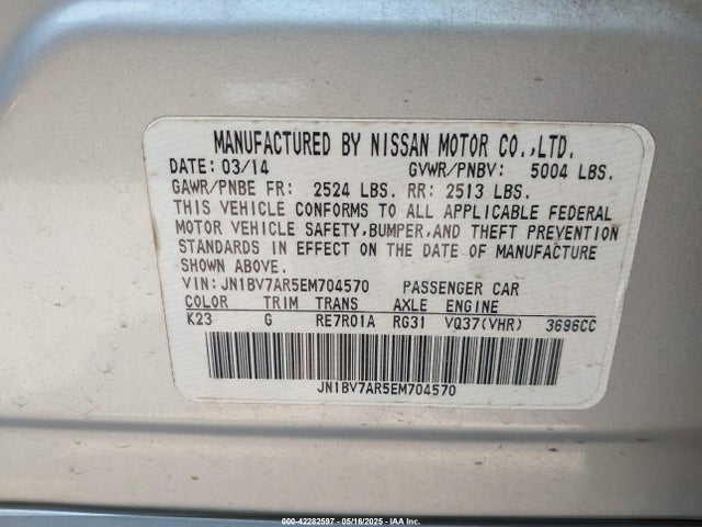 Infiniti Q50 2014 JN1BV7AR5EM704570 Image 9