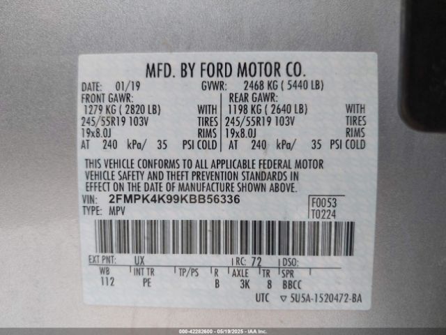 2019 FORD EDGE 2FMPK4K99KBB56336 Photo 8