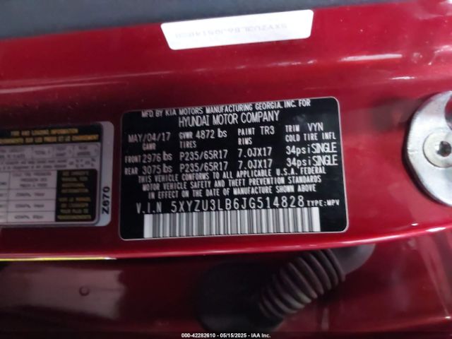 5XYZU3LB6JG514828 Hyundai Santa Fe Sport 2.4l