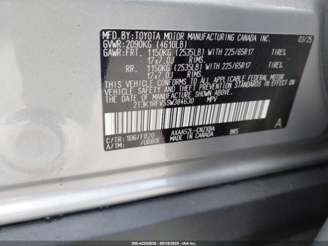 2T3K1RFV5SW384630 Toyota RAV4 LE