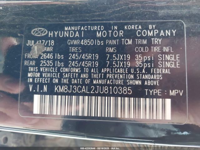 2018 HYUNDAI TUCSON KM8J3CAL2JU810385 Photo 8