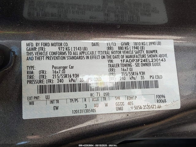 1FADP3F24EL230143 Ford FOCUS SE