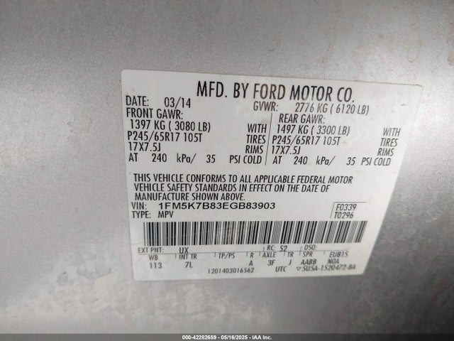 Ford Explorer 2014 1FM5K7B83EGB83903 Image 9