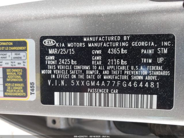 5XXGM4A77FG464481 KIA Optima Lx