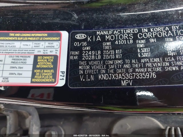 KNDJX3A53G7335976 KIA dohc gdi nu