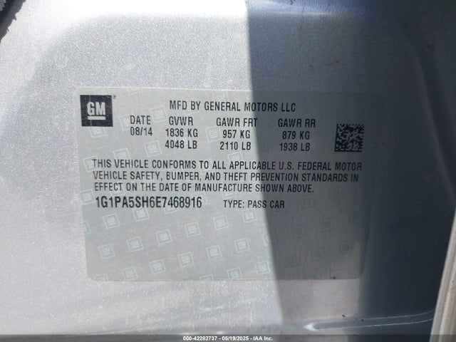 1G1PA5SH6E7468916 Chevrolet Cruze Ls Auto