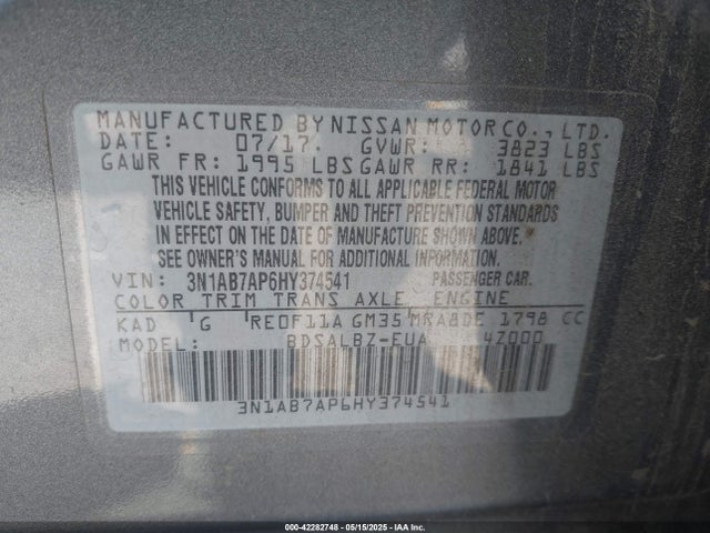 3N1AB7AP6HY374541 Nissan SENTRA S