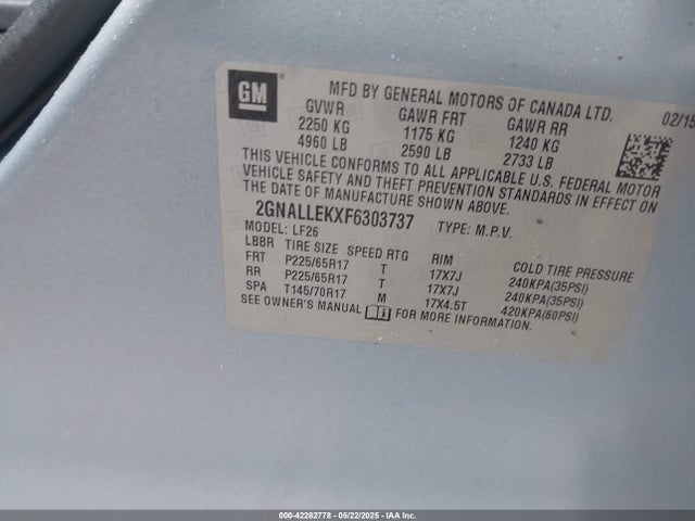 2GNALLEKXF6303737 Chevrolet Equinox L