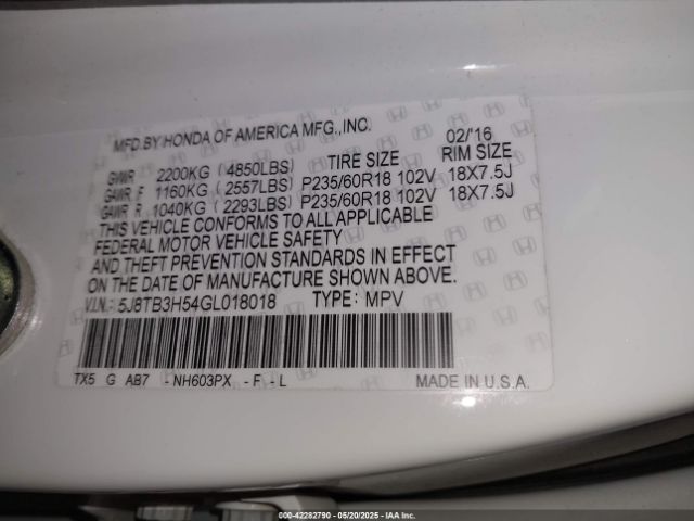 2016 ACURA RDX 5J8TB3H54GL018018 Photo 8