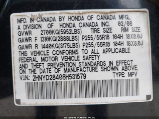 2008 ACURA MDX 2HNYD28408H531579 Photo 8