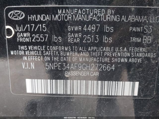 5NPE34AF9GH272664 Hyundai dohc gdi theta-ii