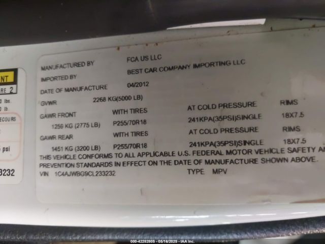 2012 JEEP WRANGLER 1C4AJWBG9CL233232 Photo 8