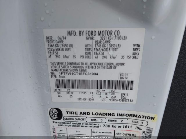 2014 FORD F-150 1FTFW1CT1EFC31904 Photo 8