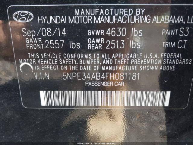 5NPE34AB4FH081181 Hyundai Sonata Sport 2.0t