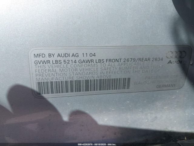 2005 AUDI A6 WAUDG74F75N066654 Photo 8