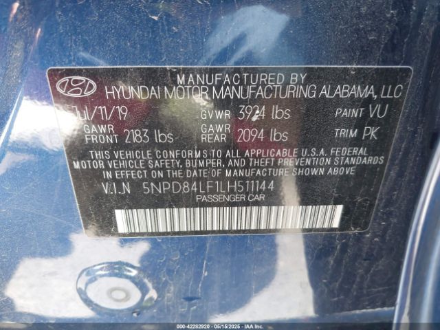5NPD84LF1LH511144 Hyundai ELANTRA SEL